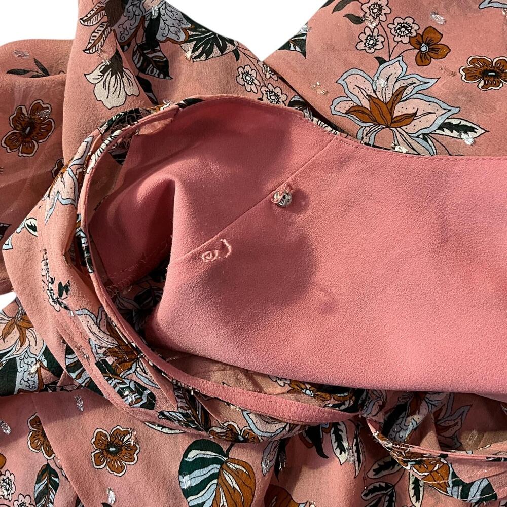 Veronica Beard Blouse Womens 8 Pink Floral Boho V Neck Long Sleeve Tunic Top - Picture 10 of 13